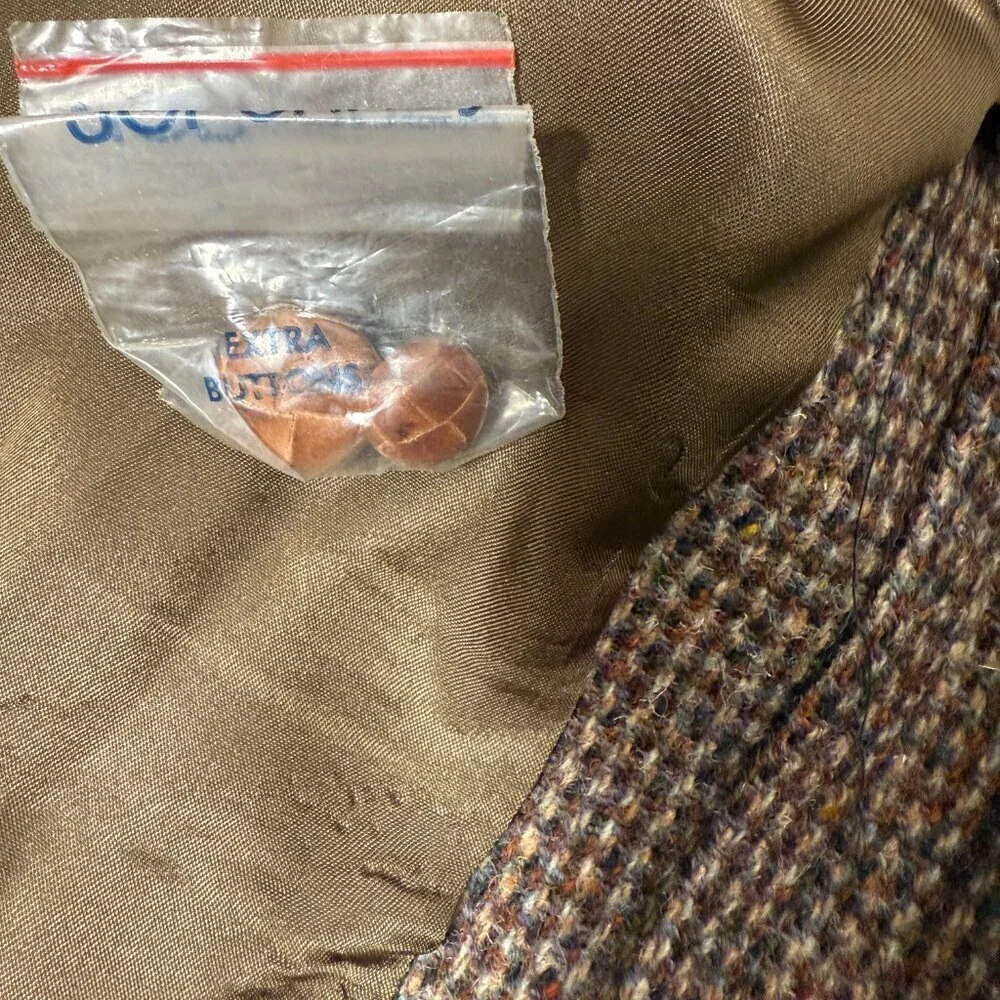Harris Tweed Blazer Mens Brown Beige Pure Scottish Wool Herringbone Tweed